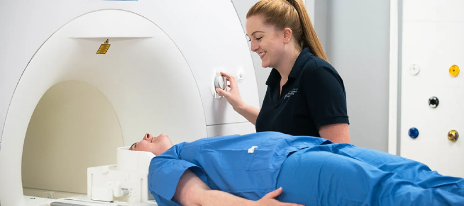 Patient in an Edinburgh Imaging scanner